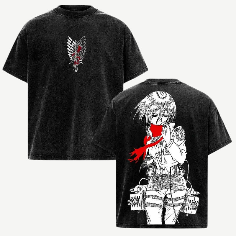 Anime Attack on Titan Mikasa koszulka Weebu