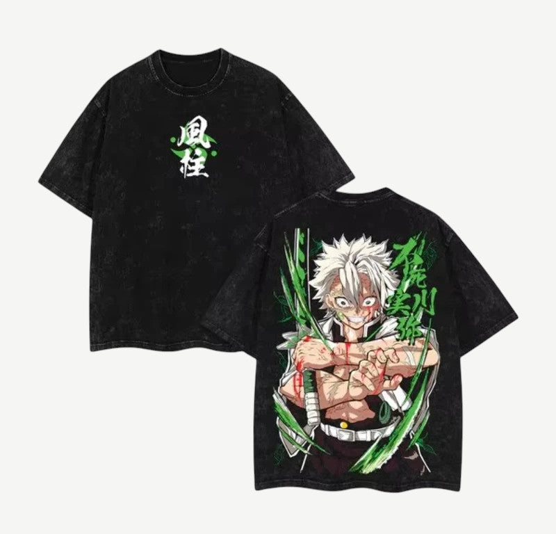 Anime Demon Slayer Sanemi Shinazugawa koszulka Weebu