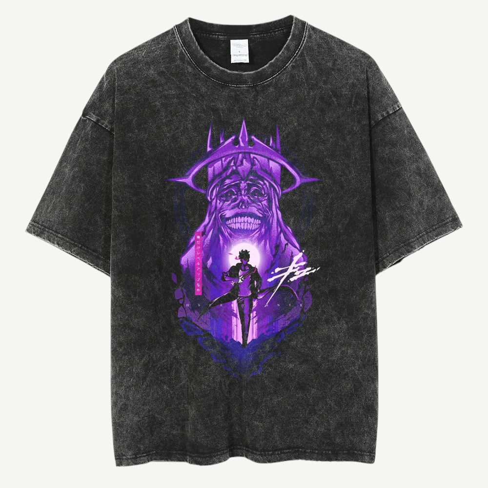 Anime Solo Leveling Sung Jin-Woo Shadow Monarch koszulka Weebu