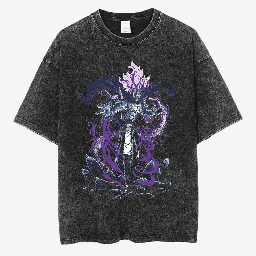 Anime Solo Leveling Sung Jin-Woo Shadow Monarch koszulka Weebu